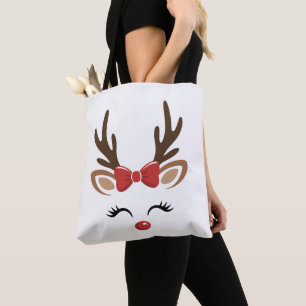 Christmas Reindeer Cute Holiday Winter Tote Bag