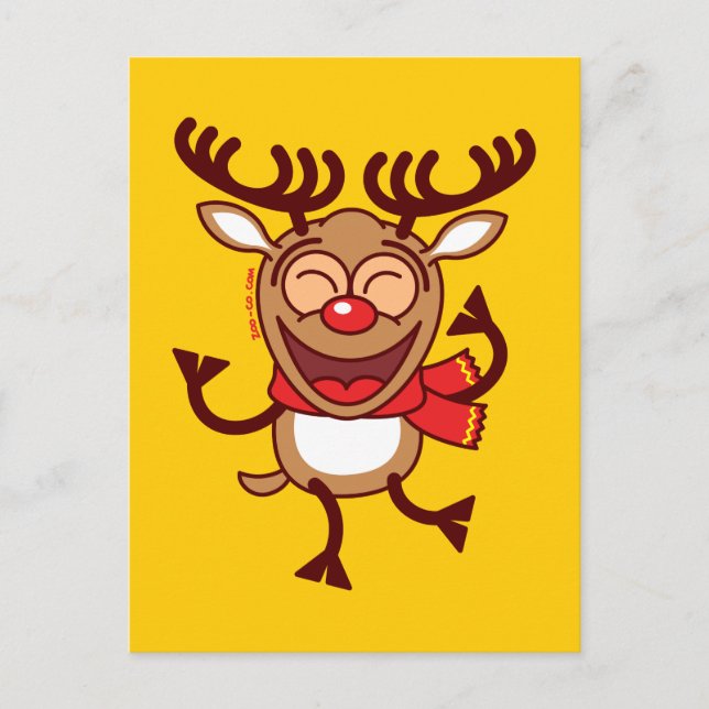 Christmas Reindeer dancing animatedly Holiday Postcard (Front)