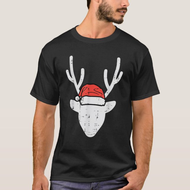 Christmas Reindeer Deer Hunter Xmas Hunt Men Boys  T-Shirt (Front)