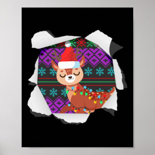 Christmas Reindeer Design Ugly Chrismas Poster