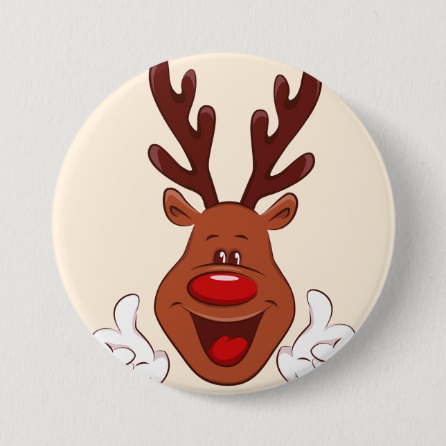 Christmas Reindeer face 7.5 Cm Round Badge (Front)