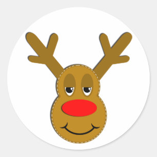 Christmas Reindeer Face Classic Round Sticker