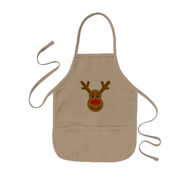 Christmas Reindeer Face Kids Apron (Front)