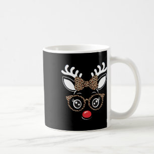 Christmas Reindeer Face Leopard Print Gles Women G Coffee Mug