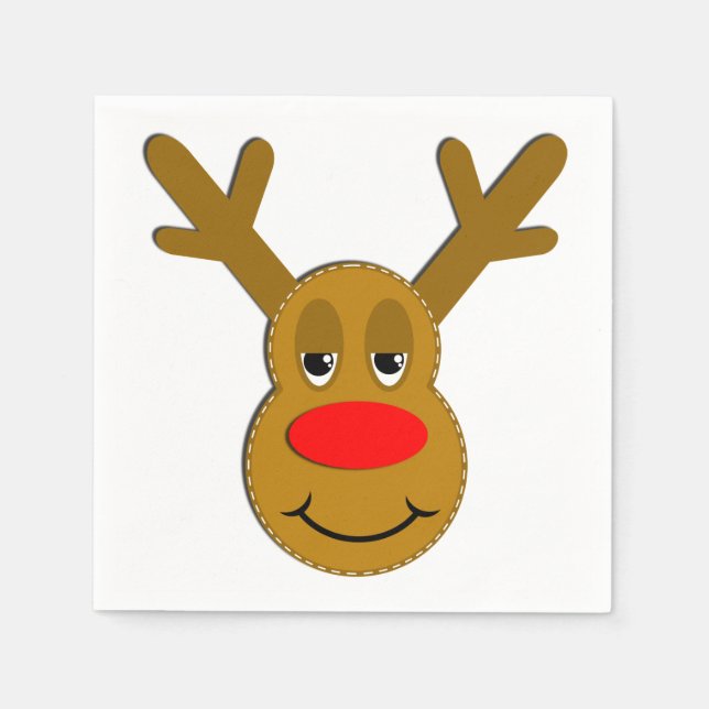 Christmas Reindeer Face Napkin (Front)