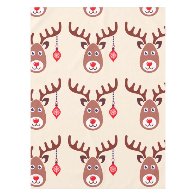 Christmas Reindeer face Tablecloth (Front)