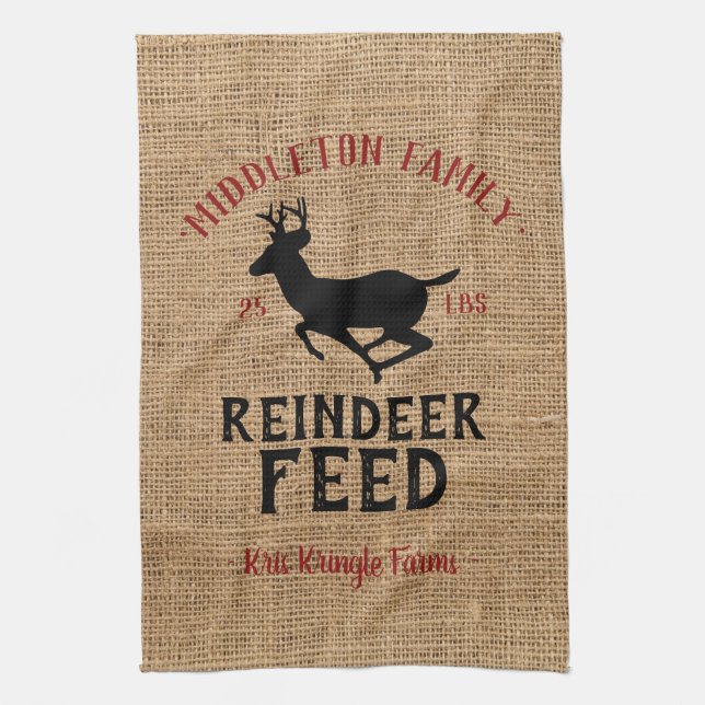 Christmas 🦌 Reindeer Feed Farm Tea Towel (Vertical)