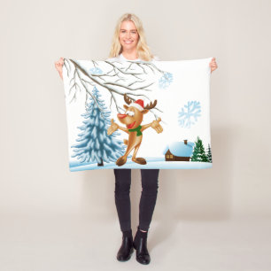 Christmas Reindeer Fleece Blanket 30x40