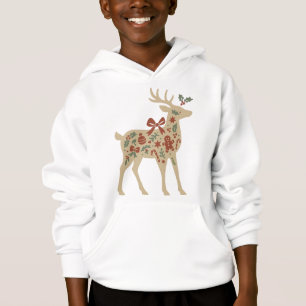Christmas Reindeer Floral Art Kids Hoodies/Sweats