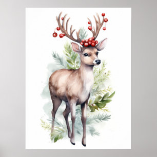  Christmas Reindeer For Nursery Poster
