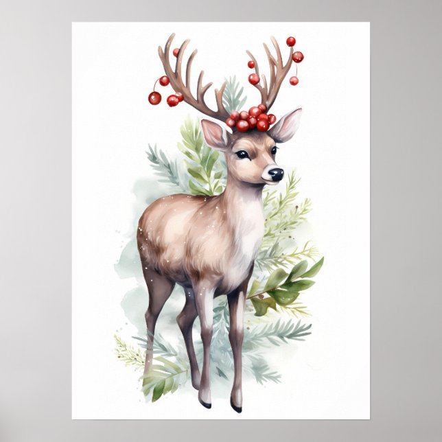  Christmas Reindeer For Nursery Poster (Front)