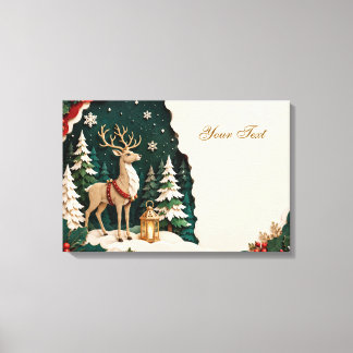 Christmas Reindeer Forest Frame Canvas Print
