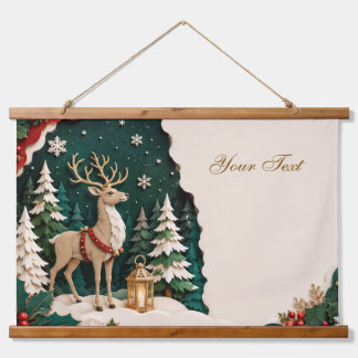 Christmas Reindeer Forest Frame Hanging Tapestry