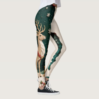 Christmas Reindeer Forest Frame Leggings