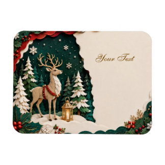 Christmas Reindeer Forest Frame Magnet