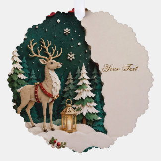 Christmas Reindeer Forest Frame Tree Decoration Card