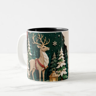 Christmas Reindeer Forest Frame Two-Tone Coffee Mug
