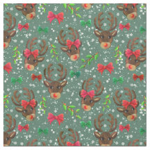 Christmas Reindeer Forest Green