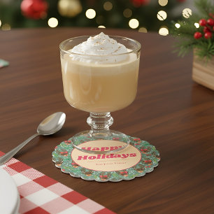 Christmas Reindeer Forest green  Paper Coaster