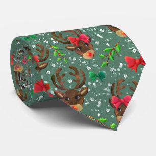 Christmas Reindeer Forest green     Tie