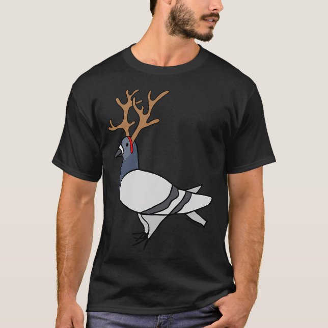 Christmas Reindeer Fred The Pigeon T-Shirt (Front)
