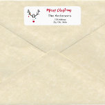 Christmas reindeer funny modern address return<br><div class="desc">A funny,  cute modern minimalist image of a reindeer head with a red nose.  With Christmas ornaments,  baubles hanging from the antlers. Elegant white background colour,  
Colours: white,  red,  grey,  blue,  green. Personalise and add your name and address. With the text: Merry Christmas.</div>