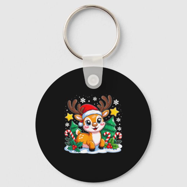 Christmas Reindeer Funny Xmas Squad Boys Girls Tod Key Ring (Front)