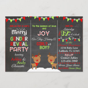 Christmas Reindeer Gender Reveal Invitation