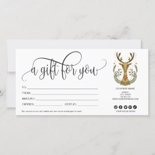 Christmas Reindeer gift card certificate folk art