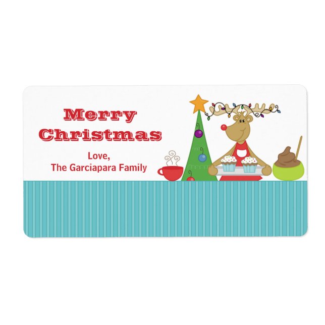 Christmas Reindeer Gift Tag Labels (Front)