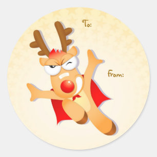 Christmas reindeer gift tag round Sticker