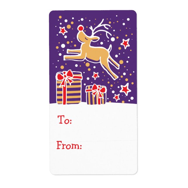 Christmas reindeer gift tag teal (to and from) (Front)