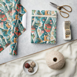 Christmas Reindeer & Gingerbread Seamless Wrapping Paper