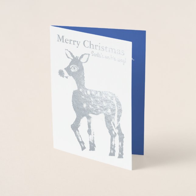 Christmas Reindeer Gold Foil Greeting Card (Front)