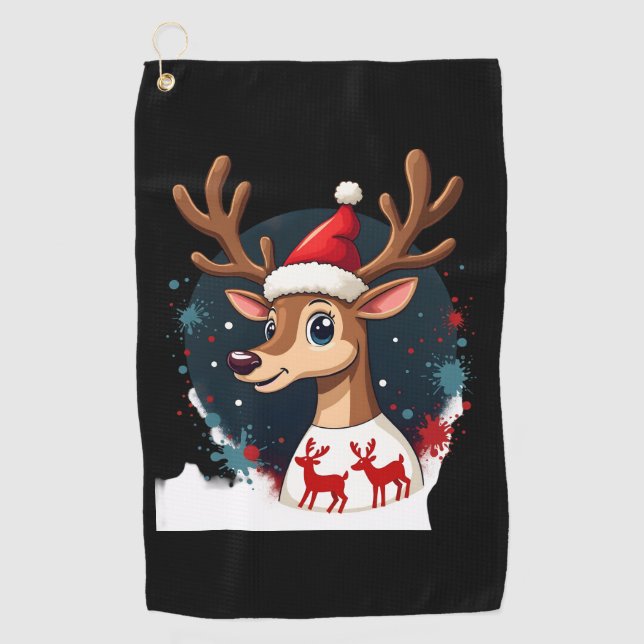 christmas Reindeer Golf Towel (Front)