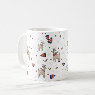 Christmas Reindeer Hats Illustrations Pattern Coffee Mug