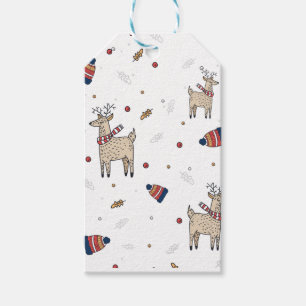 Christmas Reindeer Hats Pattern Medium Gift Tags