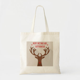 Christmas reindeer hip cool elk modern tote bag