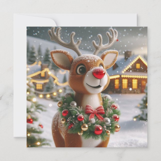 Christmas Reindeer Holiday Card (Front)
