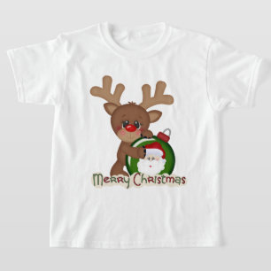 Christmas Reindeer Holiday cartoon kids t-shirt