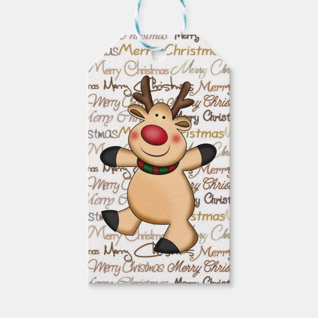 Christmas Reindeer Holiday gift tag (Front)