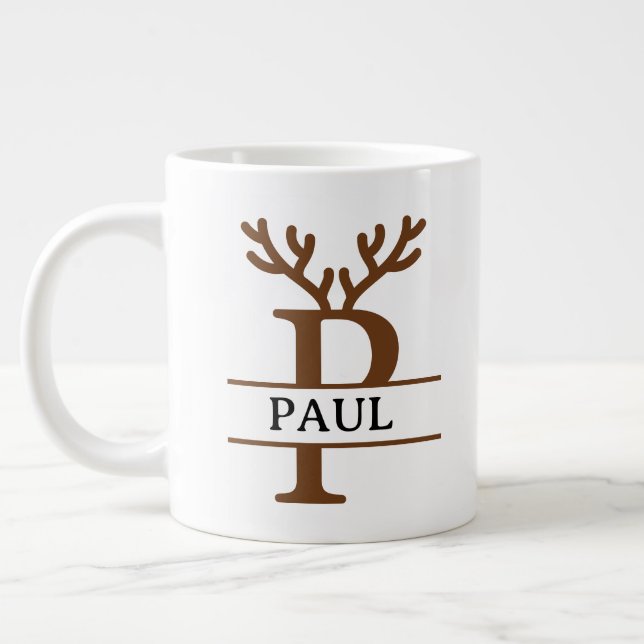 Christmas Reindeer holiday Mug, Custom winter  Large Coffee Mug (Left)