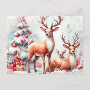 Christmas Reindeer Holiday Postcard