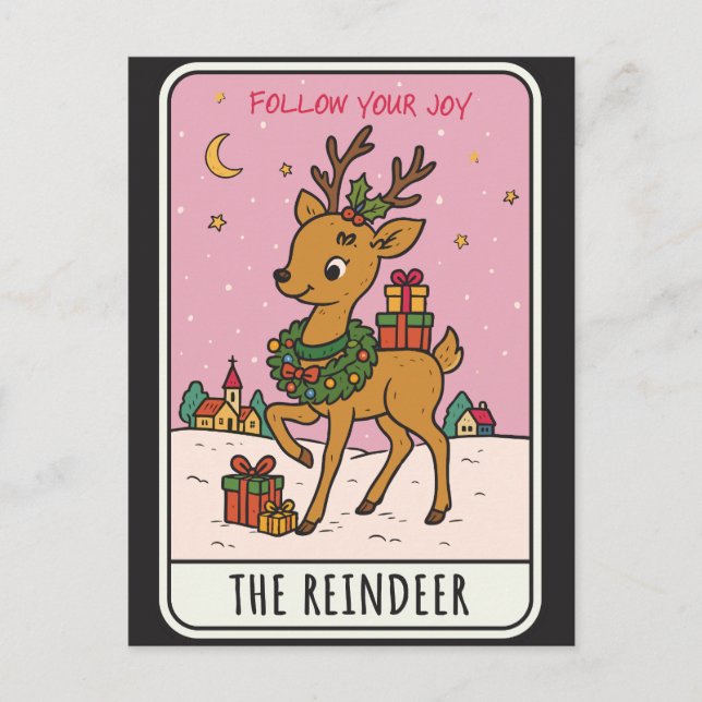 Christmas Reindeer  Holiday Postcard (Front)