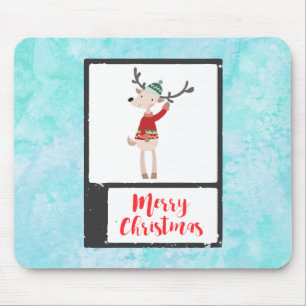 Christmas Reindeer In An Ugly Sweater Whimsical Mouse Mat
