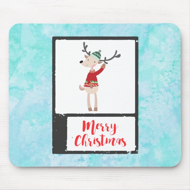 Christmas Reindeer In An Ugly Sweater Whimsical Mouse Mat (Front)