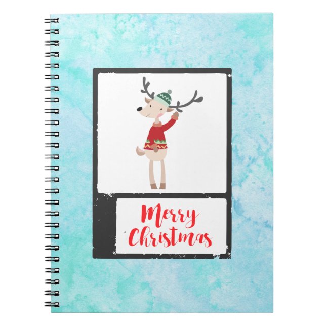 Christmas Reindeer In An Ugly Sweater Whimsical Notebook (Front)