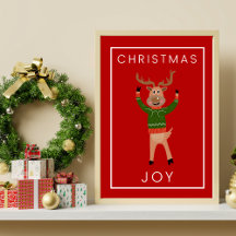 Christmas Reindeer in Cosy Sweater Art Print 