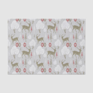 Christmas Reindeer In White Wood Pattern Tissue Paper