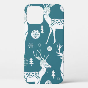 Christmas reindeer in woolly hatsdeer,reindeer,vin iPhone 12 case